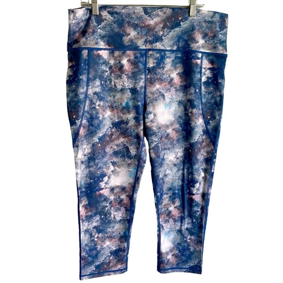 Brisas Women's Abstract Print Activewear Capris Leggings Pants Women's 1X NEW - Picture 1 of 5